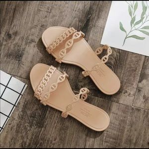 Fancy jelly sandals (sz 4.5/5 black and nude)New